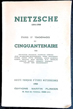 Bild des Verkufers fr Nietzsche 1844-1900 - Etudes et tmoignages du cinquantenaire zum Verkauf von LibrairieLaLettre2