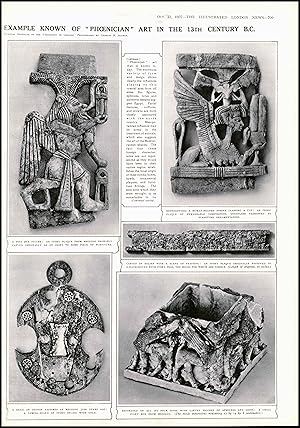 Seller image for 1937 ANTIQUE PRINT ISRAEL Megiddo Ivories 13th Century Phoenician Art(255) for sale by Antique Paper Company