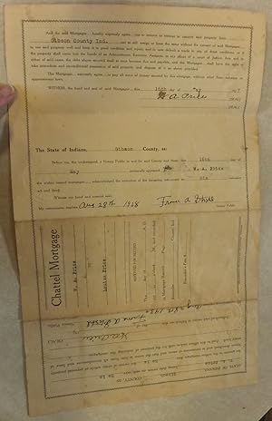 1927 CHATTEL MORTGAGE W. A. PRICE TO LOUISA PRICE 20 ACRES GIBSON COUNTY INDIANA