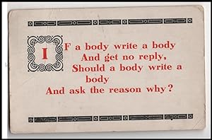 Immagine del venditore per song parody postcard: If a Body Write a Body and Get No Reply venduto da Mobyville