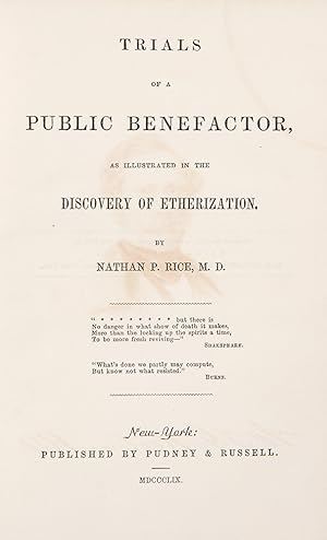 Trials of a Public Benefactor, as illustrated in the discovery of Etherization