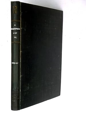 Immagine del venditore per A Bibliographical List of Works Illustrative of the Dialect of Northumberland. English Dialect Society. venduto da Tony Hutchinson