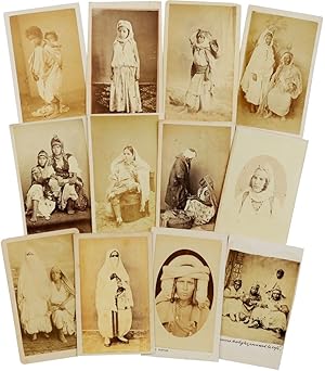 A Set of 12 Rare Albumen Carte-De-Visite Photographs Showing Portraits of Algerian Women