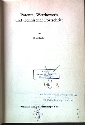 Seller image for Patente, Wettbewerb und technischer Fortschritt Wirtschaftsrecht und Wirtschaftspolitik; 14 for sale by books4less (Versandantiquariat Petra Gros GmbH & Co. KG)