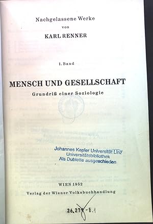 Bild des Verkufers fr Mensch und Gesellschaft: Grundri einer Soziologie. zum Verkauf von books4less (Versandantiquariat Petra Gros GmbH & Co. KG)