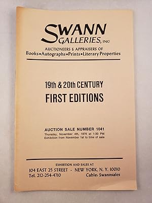 19th & 20th Century First Editions Auction Sale Number 1041, Thursday, November 4th, 1976