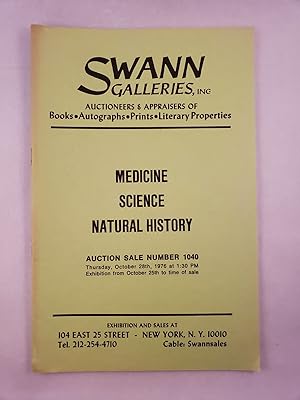 Medicine, Science, Natural History Auction Sale Number 1040, Thursday, October 28th, 1976