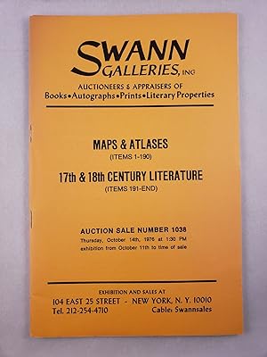 Maps & Atlases, 17th & 18th century Literature Auction Sale Number 1038, Thursday, October 14th, ...