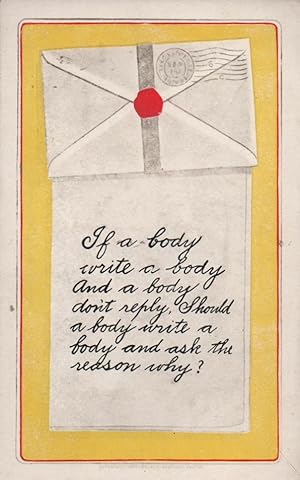 Immagine del venditore per elegant nagging postcard: If a Body Write a Body and a Body Don't Reply venduto da Mobyville