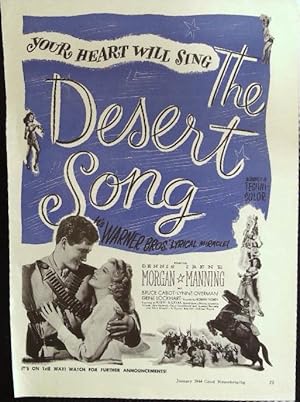 Imagen del vendedor de Desert Song Trade Print Ad 1944 Dennis Morgan, Irene Manning a la venta por AcornBooksNH