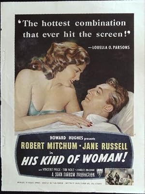 Immagine del venditore per His Kind of Woman Trade Print Ad 1951 Robert Mitchum, Jane Russell, Vincent Price venduto da AcornBooksNH