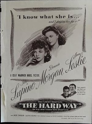 Image du vendeur pour The Hard Way Trade Print Ad 1942 Ida Lupino, Dennis Morgan, Joan Leslie mis en vente par AcornBooksNH