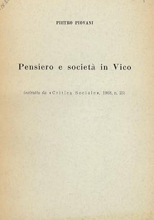 Bild des Verkufers fr Pensiero e societ in Vico. zum Verkauf von Libreria Oreste Gozzini snc