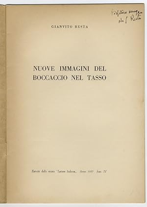 Bild des Verkufers fr Nuove immagini del Boccaccio nel Tasso. zum Verkauf von Libreria Oreste Gozzini snc