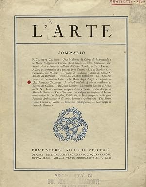 ARTE (L'). Rivista di storia dell'arte. Adolfo Venturi fondatore. Volume ventesimoquarto/4. Anno ...