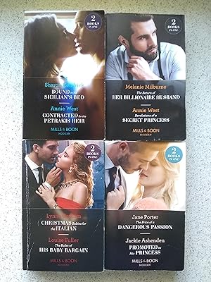 Imagen del vendedor de Bound To Sicilian's Bed, Contracted For The Petrakis Heir, The Return Of Her Billionaire Husband, Revelations of A Secret Princess, The Price Of A Dangerous Passion, Promoted To His Princess, Christmas Babies For The Italian, The Rules Of His Baby Bargain (Set Of 4 Paperbacks) a la venta por Shelley's Books