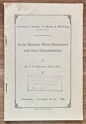 Imagen del vendedor de Some Ilmenite Micro-Structures and their Interpretation a la venta por Molly's Brook Books
