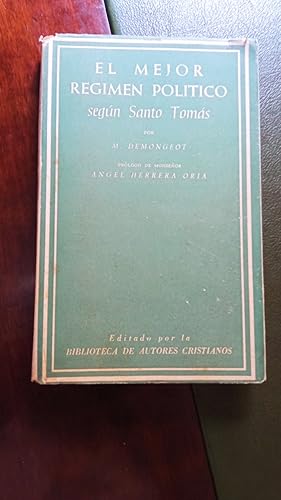 Imagen del vendedor de EL MEJOR REGIMEN POLITICO SEGN SANTO TOMAS a la venta por Libreria Castrillo