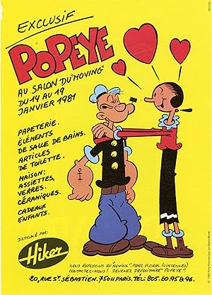 "HIKER / POPEYE au SALON du MOVING" Annonce originale entoilée (1981)