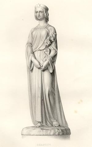 CHASTITY,1880s ART PRINT ENGRAVED FROM A STATUE