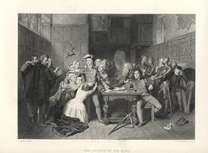THE JUSTICE OF THE KING, 1850s ENGRAVING Feudalism and medieval life in England