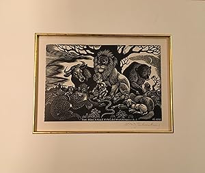 3 ORIGINAL SIGNED WOOD CUT'S "The Peaceable Kingdom- Isaiah 11:6-8", "The Long Loneliness" 7/50, ...