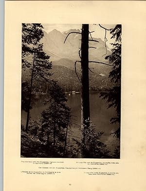 Bild des Verkufers fr Kupfertiefdruck : Blick von der Zugspitze. Der Elbsee mit der Zugspitze, Deutschlands hchstem Berg (2963m) zum Verkauf von Bcher bei den 7 Bergen