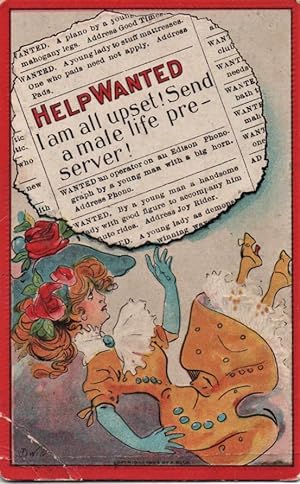 Seller image for Help Wanted postcard: I Am All Upset! Send a male Life Preserver! for sale by Mobyville
