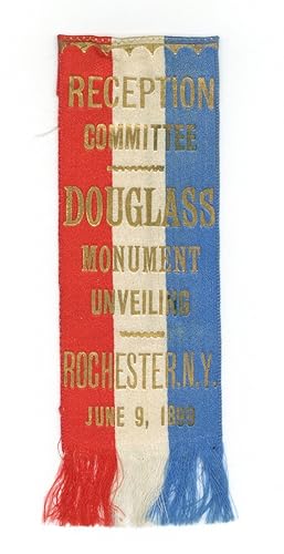 Ribbon for the unveiling of a monument to Frederick Douglass in Rochester, NY, June 9, 1899