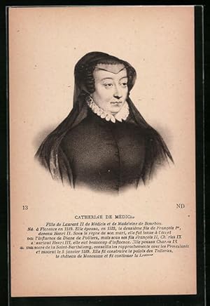 Image du vendeur pour Carte postale Catherine de Medici, Knigin von Frankreich mis en vente par Bartko-Reher