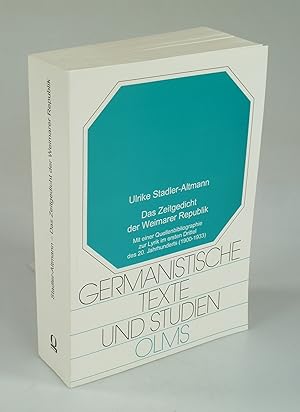 Bild des Verkufers fr Das Zeitgedicht der Weimarer Republik. zum Verkauf von Antiquariat Dorner