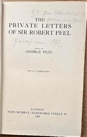 Image du vendeur pour THE PRIVATE LETTERS OF SIR ROBERT PEEL mis en vente par Douglas Books