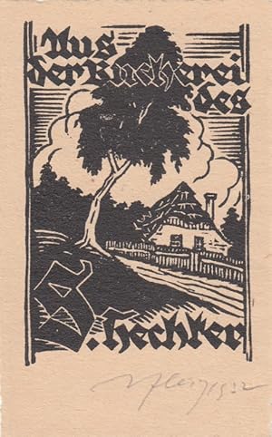 Bild des Verkufers fr Aus der Bucherei des S. Hechter. Baum vor Bauernhaus. zum Verkauf von Antiquariat  Braun