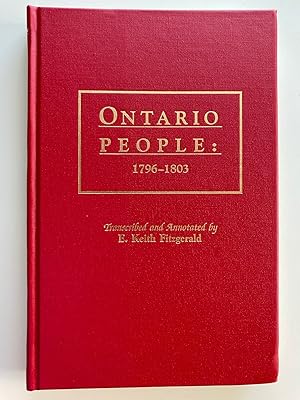 Imagen del vendedor de Ontario People: 1796-1803 a la venta por M.S.  Books