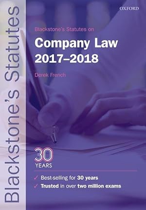 Bild des Verkufers fr Blackstone\ s Statutes on Company Law 2017-18 zum Verkauf von moluna