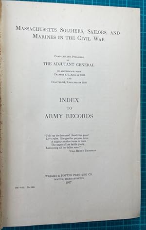 Imagen del vendedor de MASSACHUSETTS SOLDIERS, SAILORS, AND MARINES IN THE CIVIL WAR, Index to Army Records a la venta por NorthStar Books