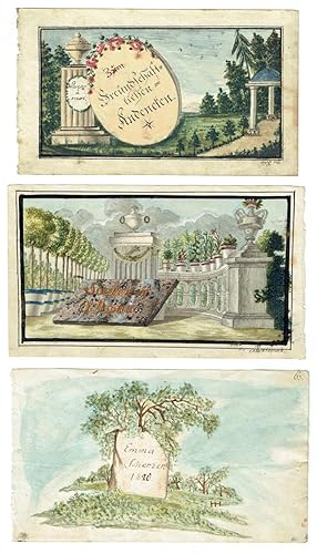 3 Blätter aus einem Freundschaftsalbum, um 1826 - Freundschaftsdarstellungen