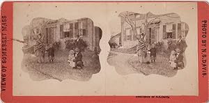 STEREOVIEW OF PHOTOGRAPHER'S FAMILY AND RESIDENCE