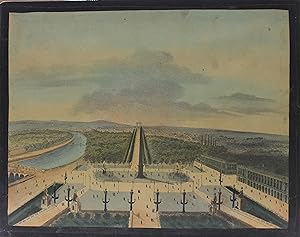 ILLUMINATED VUE d'OPTIQUE: LANDSCAPE VIEW OF PEOPLE IN A PARK WITH STATUE AND CAUSEWAY IN BACKGROUND