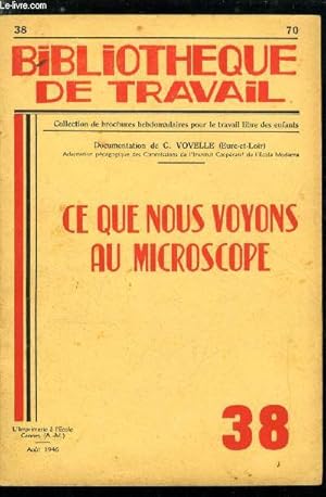 Image du vendeur pour BIBLIOTHEQUE DE TRAVAIL N 38 - Ce que nous voyons au microscope, les cellules, la respiration, la circulation, les productions de la peau, observations diverses sur les animaux, l'organisation des vgtaux, la nutrition des plantes, les changes gazeux mis en vente par Le-Livre