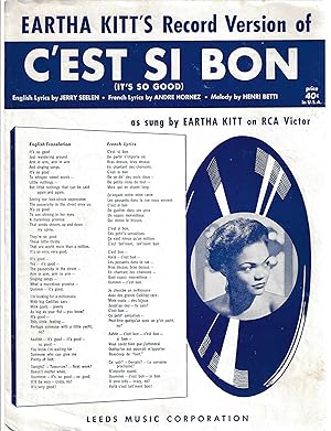 C'est Si Bon (It's So Good) Earth Kitt's Record Version of