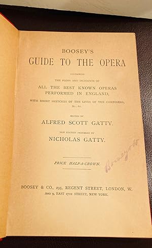 Imagen del vendedor de Boosey's Guide to the Opera a la venta por Henry E. Lehrich