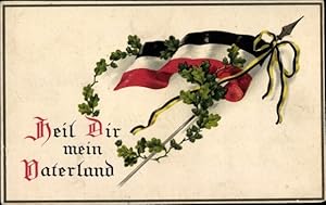 Ansichtskarte / Postkarte Kaiserliche Fahne, Lorbeer, Heil Dir mein Vaterland