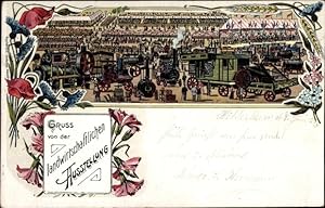 Ansichtskarte / Postkarte Landwirtschaftliche Ausstellung, Blumen, Maschinen, Ausstellungsgelände