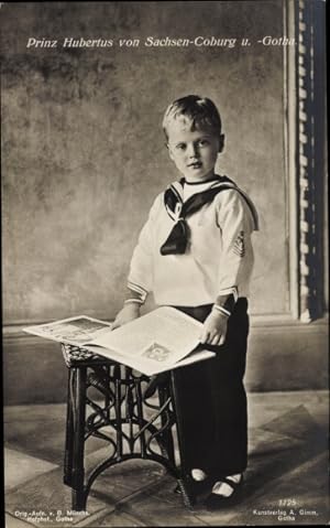Ansichtskarte / Postkarte Prinz Hubertus von Sachsen Coburg Gotha, Kinderportrait, Matrosenanzug