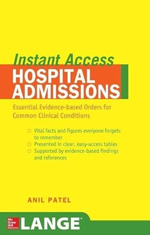 Seller image for Lange Instant Access Hospital Admissions: Essential Evidence-Based Orders for Common Clinical Conditions for sale by moluna