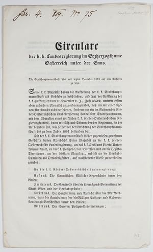 Die Stadthauptmannschaft hört mit dem letzten December 1819 auf eine Behörde zu seyn.