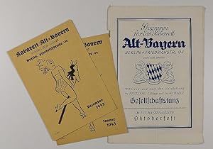 Kabarett Alt-Bayern. Berlin, Friedrichstraße 94, 3 Programmhefte bzw. -zettel: September 1927, De...