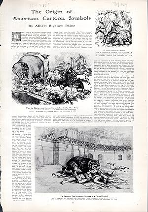 Image du vendeur pour PRINT: "The Origin of American Cartoon Symbols". story & engravings from Harper's Weekly, September 19, 1908 mis en vente par Dorley House Books, Inc.