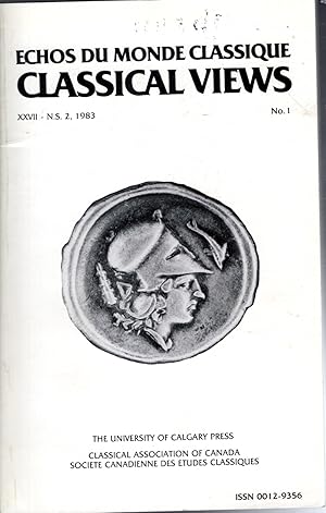 Imagen del vendedor de Echos Du Monde Classique: Classical Views: VolumeXXVII, No. 3: N.S. 2, 1983 a la venta por Dorley House Books, Inc.